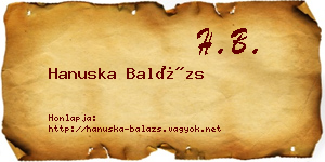 Hanuska Balázs névjegykártya